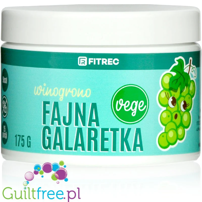 FitRec Fajna Galaretka Vege Winogrono, wegańska galaretka bez cukru, 5kcal w porcji