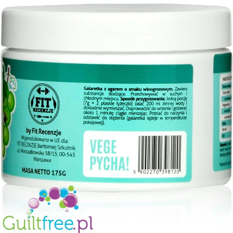 FitRec Fajna Galaretka Vege Winogrono, wegańska galaretka bez cukru, 5kcal w porcji - Image 3