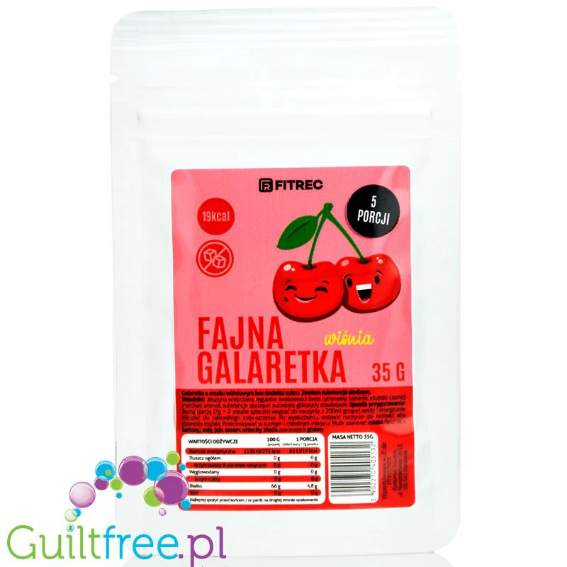 FitRec Fajna Galaretka Wiśnia, galaretka bez cukru 19kcal w porcji - Image 3