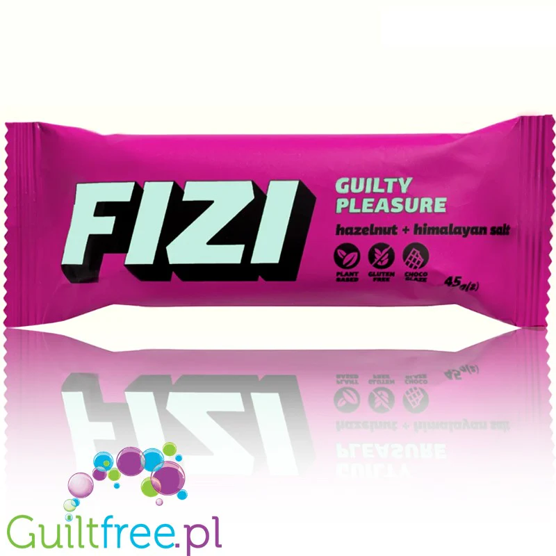 FIZI Guilty Pleasure Hazelnut & Himalayan Salt - wegański baton proteinowy w polewie czekoladowej bez dodatku cukru