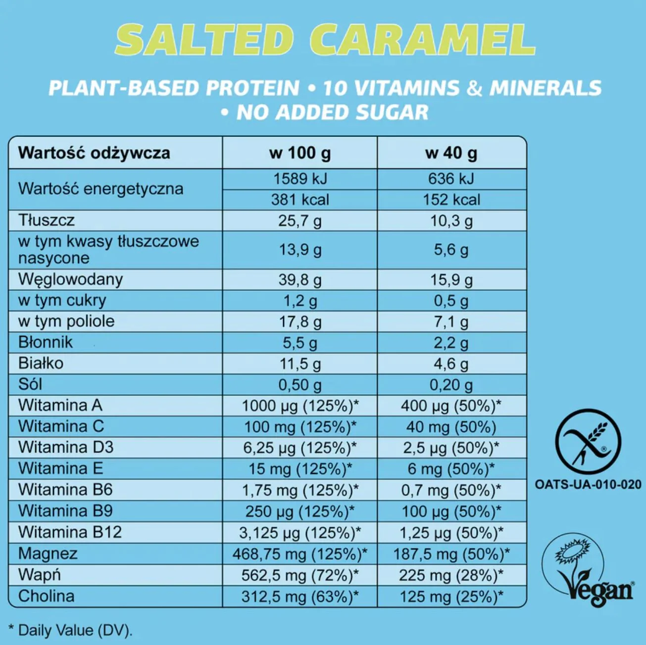 FIZI Mood Booster Salted Caramel - wegański baton proteinowy w polewie z białej czekolady bez dodatku cukru - Image 3