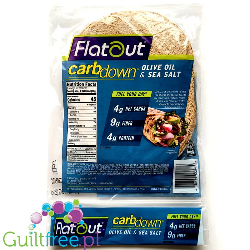 Flatout CarbDown Olive Oil & Sea Salt wrapsy 45kcal & 5g węglowodanów - Image 4