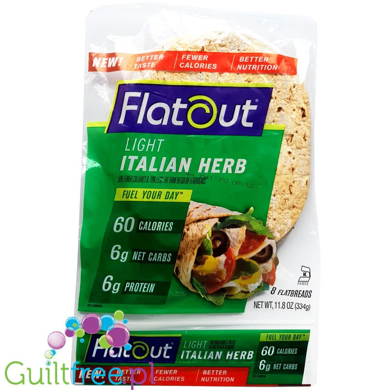 Flatout Italian Herb 60kcal - wrapsy wysokobiałkowe & niskowęglowodanowe Włoskie Zioła