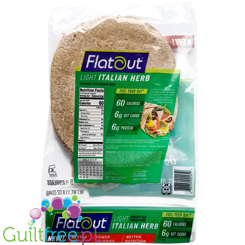 Flatout Italian Herb 60kcal - wrapsy wysokobiałkowe & niskowęglowodanowe Włoskie Zioła - Image 2