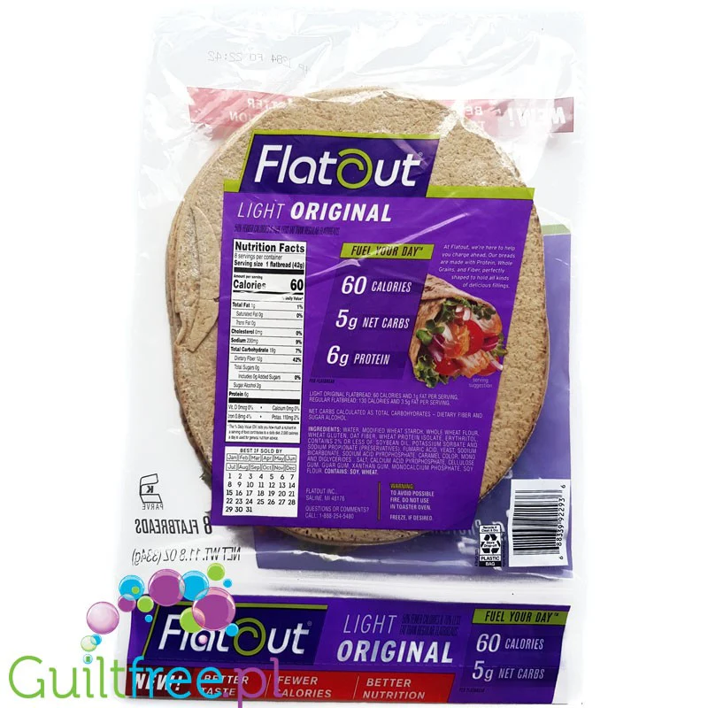 Flatout Original 60kcal - pełnoziarniste wrapsy wysokobiałkowe & niskowęglowodanowe 28% błonnika - Image 2
