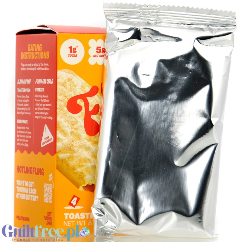 Flings Toaster Pasties Sticky Cinnamon - 4 proteinowe nadziewane ciacha bez cukru i glutenu, jak Pop Tarts - Image 3