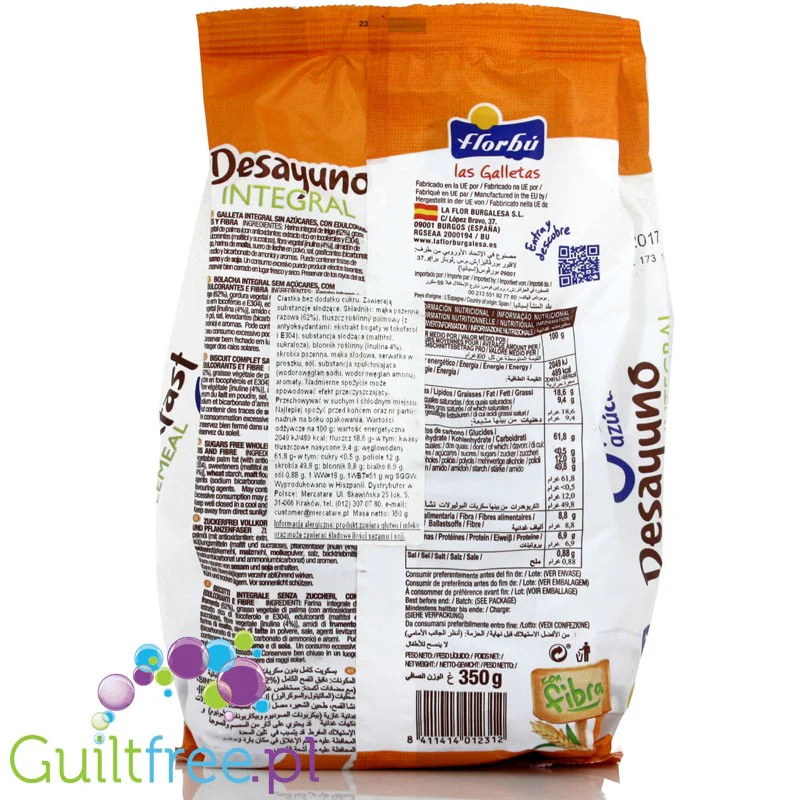 Florbu herbatniki zbożowe bez cukru z błonnikiem 350g - Image 2
