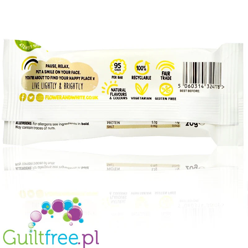 Flower & White Meringue Bar Lemon 95kcal - cytrynowy baton bezowy w białej czekoladzie - Image 2