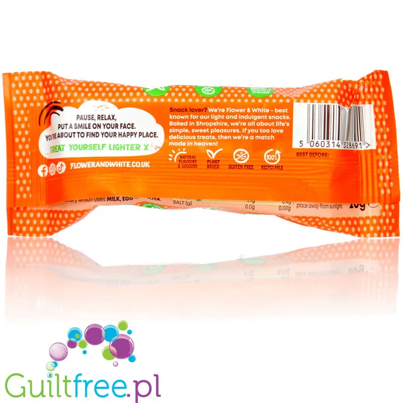 Flower & White Meringue Orange Chocolate Bar 94 kcal - wegański baton bezowy Czekoladowy z Pomarańczą - Image 2