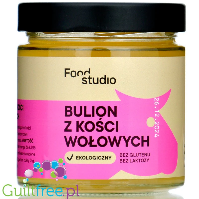 Food Studio Beef Broth - organiczny bulion, gotowy wywar z kości wołowych bez glutenu i laktozy 16kcal