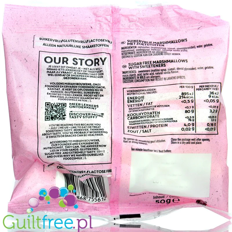 Food2Smile Marshmallows - waniliowe pianki marshmallow bez cukru - Image 2