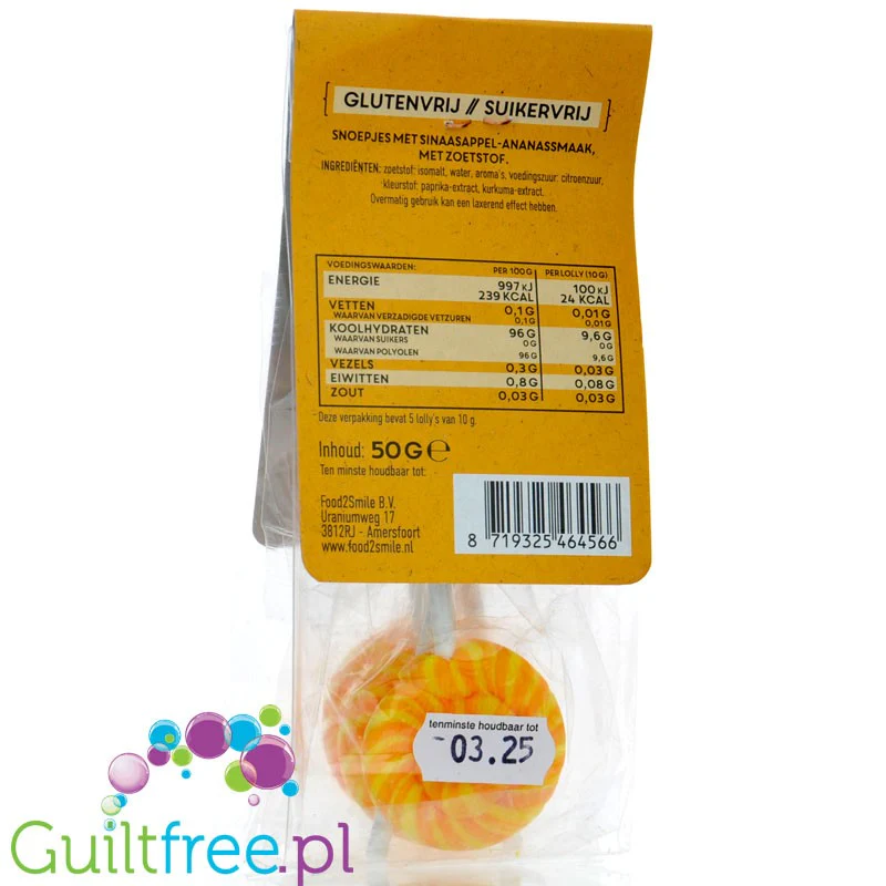 Food2Smile Orange Lollipops 24kcal - wegańskie lizaki bez cukru o smaku pomarańczowym 5 szt - Image 3