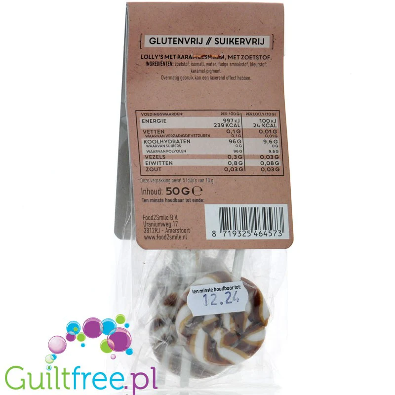 Food2Smile Toffee Lollipops 24kcal - wegańskie lizaki bez cukru o smaku karmelowym 5 szt - Image 3