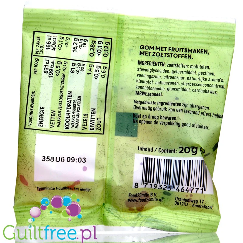 Food2Smile Very Berry Mini Bag - wegańskie żelki malinowe bez cukru ze stewią - Image 2