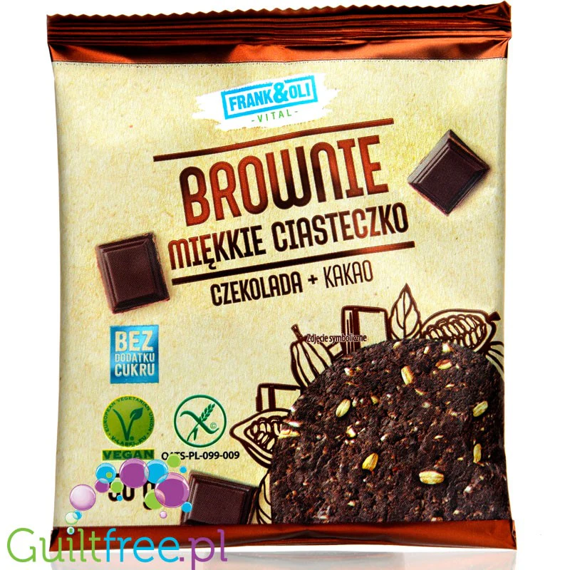 Frank & Oli Brownie Czekolada & Kakao - miękkie wegańskie ciasteczko orzechowe z czekoladą dużo błonnika