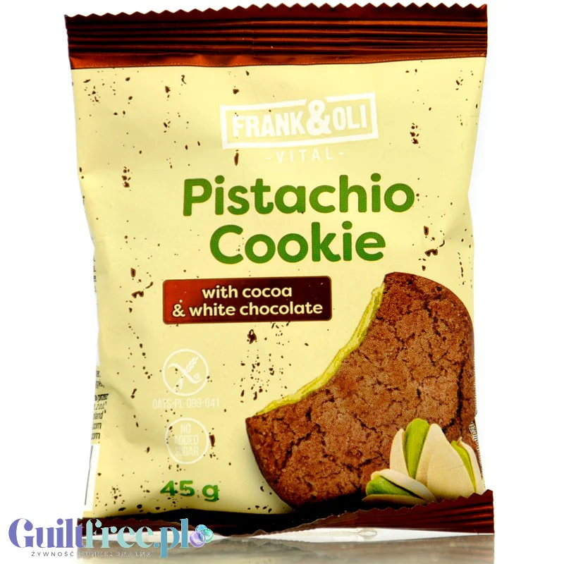 Frank & Oli Vital Pistachio Cookie with Cocoa - kakaowe ciastko owsiane bez dodatku cukru z pistacjami i białą czekoladą
