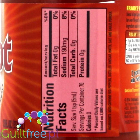 Frank's Red Hot Original Cayenne pikantny sos bez cukru i MSG, 354ml - Image 6