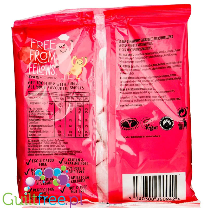 Free From Fellows Strawberry Vegan Marshmallow  - wegańskie truskawkowe pianki marshmallow - Image 2