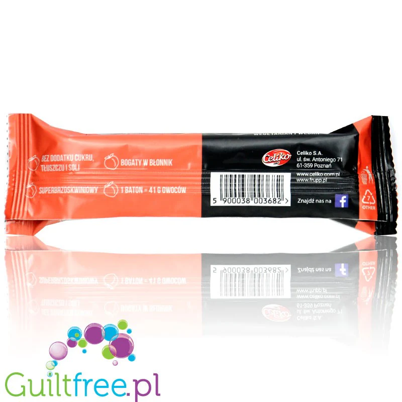 Frupp Brzoskwinia - chrupiący liofilizowany owocowy batonik 34 kcal, 28% błonnika - Image 2