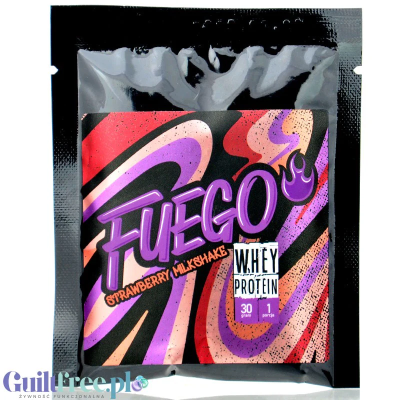 Fuego Whey Protein Strawberry Mikshake 30g - koncentrat białek serwatkowych o smaku szejka truskawkowego