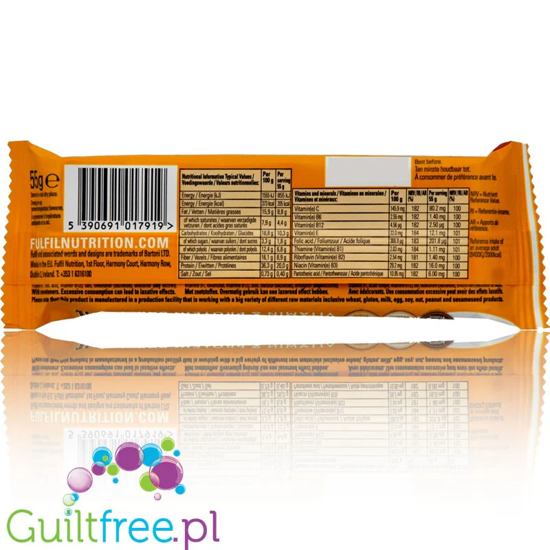 Fulfil Peanut & Caramel baton proteinowy z witaminami (Karmel & Orzechy Ziemne) - Image 2