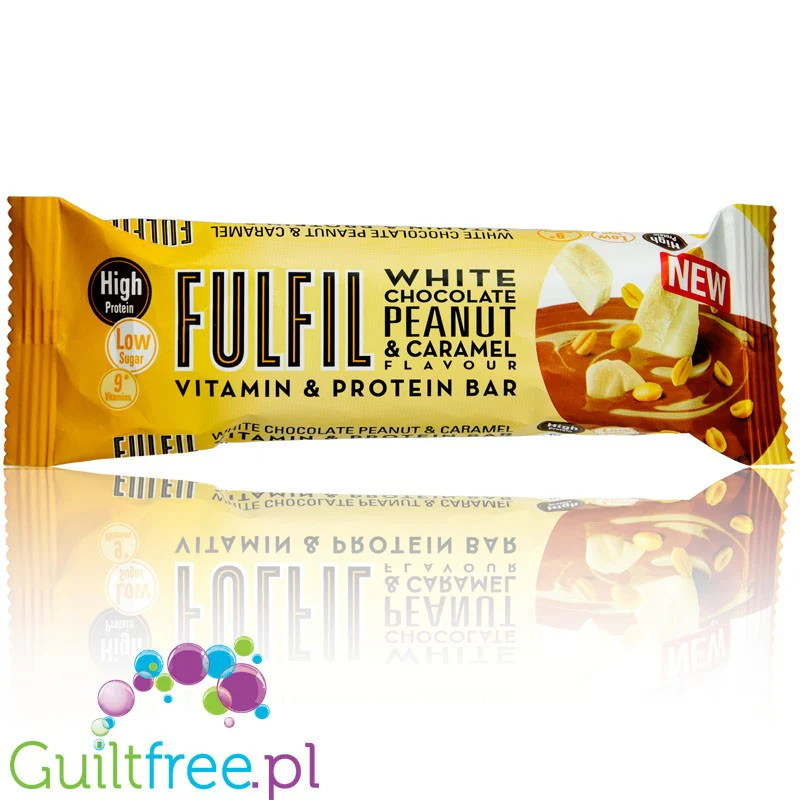 Fulfil White Chocolate, Peanut & Caramel - baton proteinowy z witaminami (Biała Czekolada, Karmel & Orzechy) - Image 2