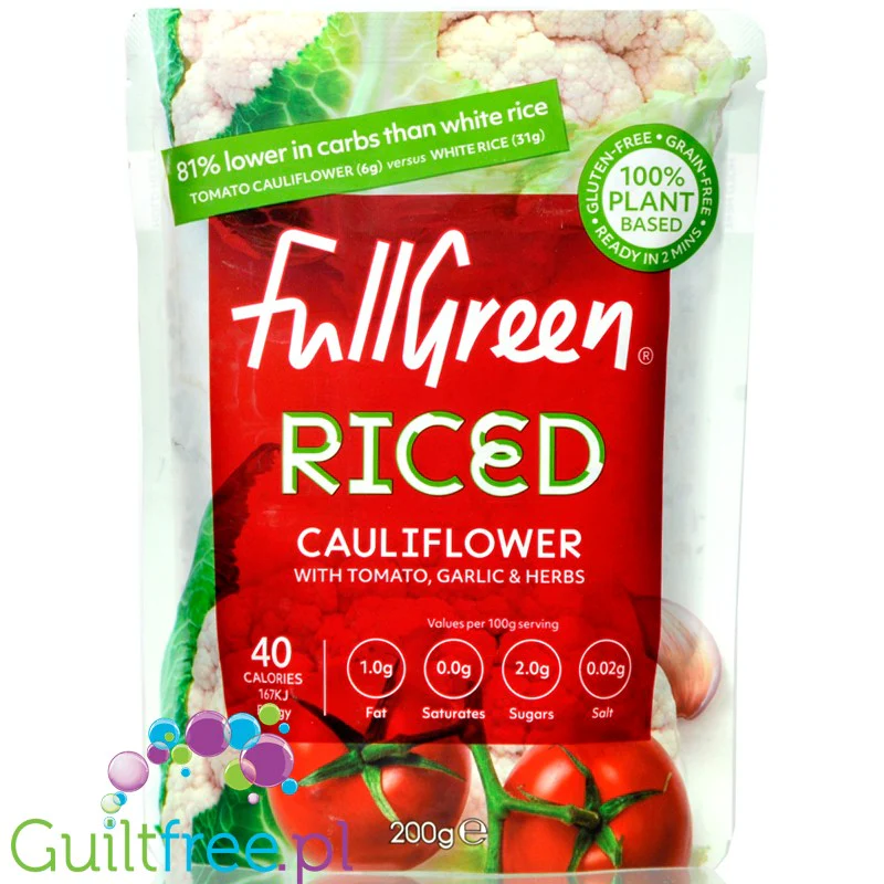Full Green Riced Ideas Tomato, Garlic & Herbs - kalafiorowe risotto z sosem pomidorowym, danie 80kcal