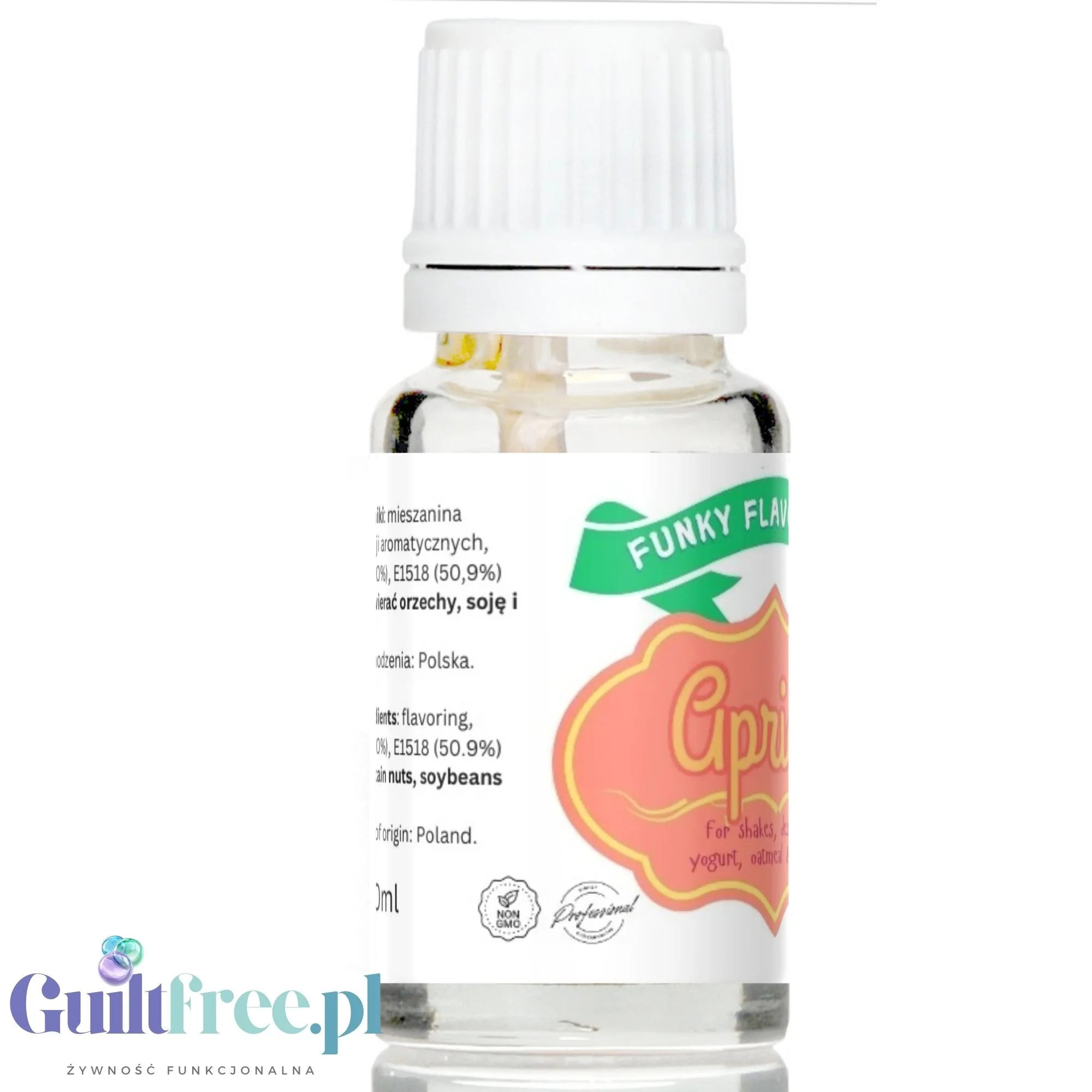 Funky Flavors Basic Apricot 10ml - morelowe kropelki aromatyzujące bez cukru, słodzików i tłuszczu - Image 3