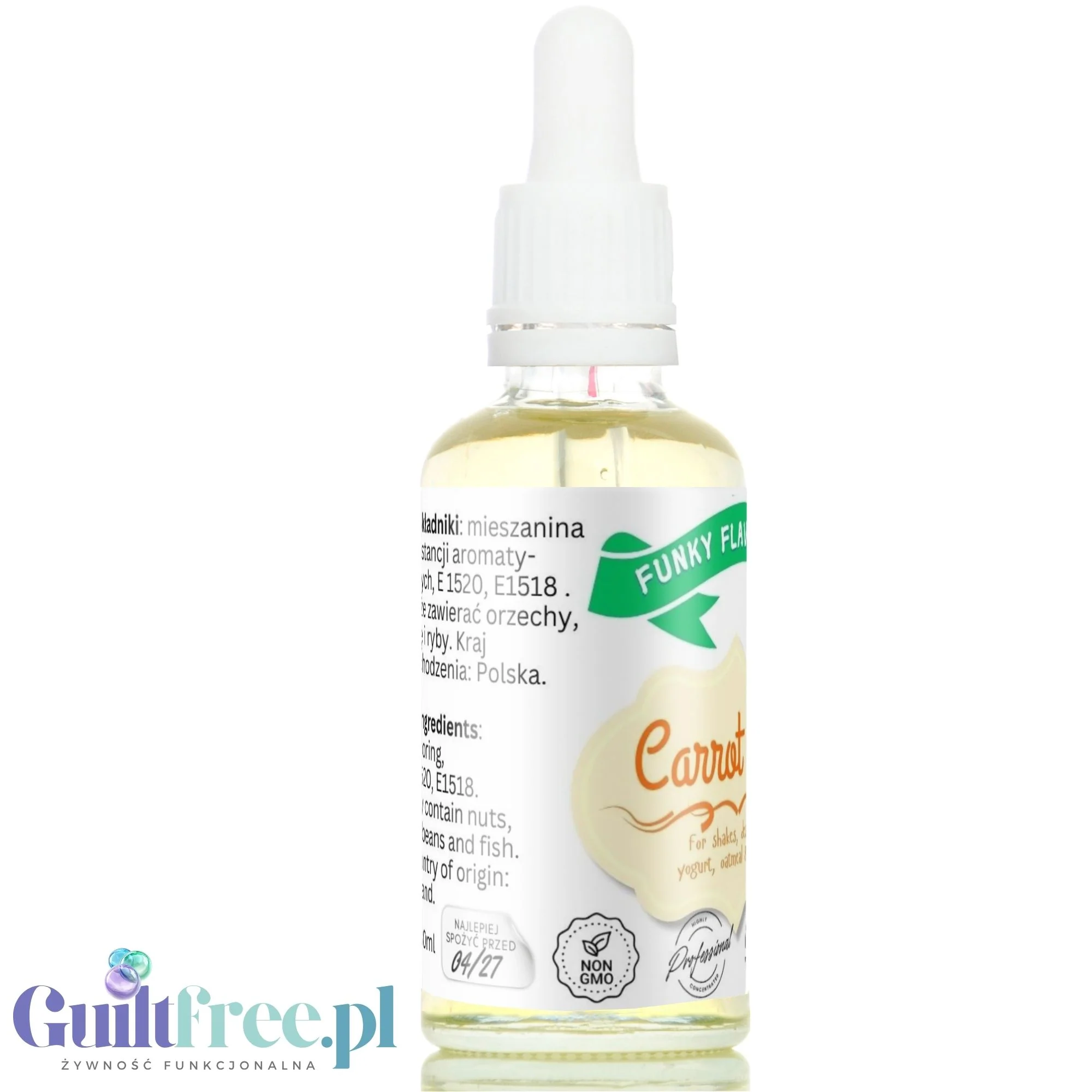 Funky Flavors Basic Carrot Cake 30ml - aromatyczne kropelki bez cukru i słodzików, nuty Ciasta Marchewkowego - Image 2