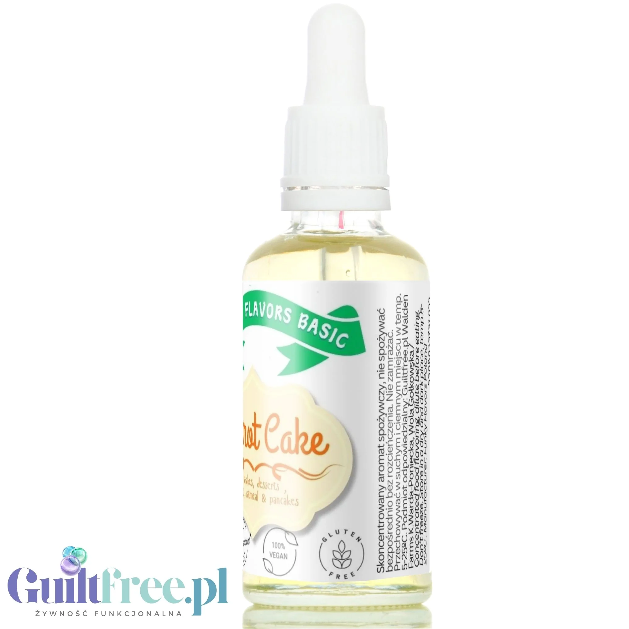 Funky Flavors Basic Carrot Cake 30ml - aromatyczne kropelki bez cukru i słodzików, nuty Ciasta Marchewkowego - Image 3