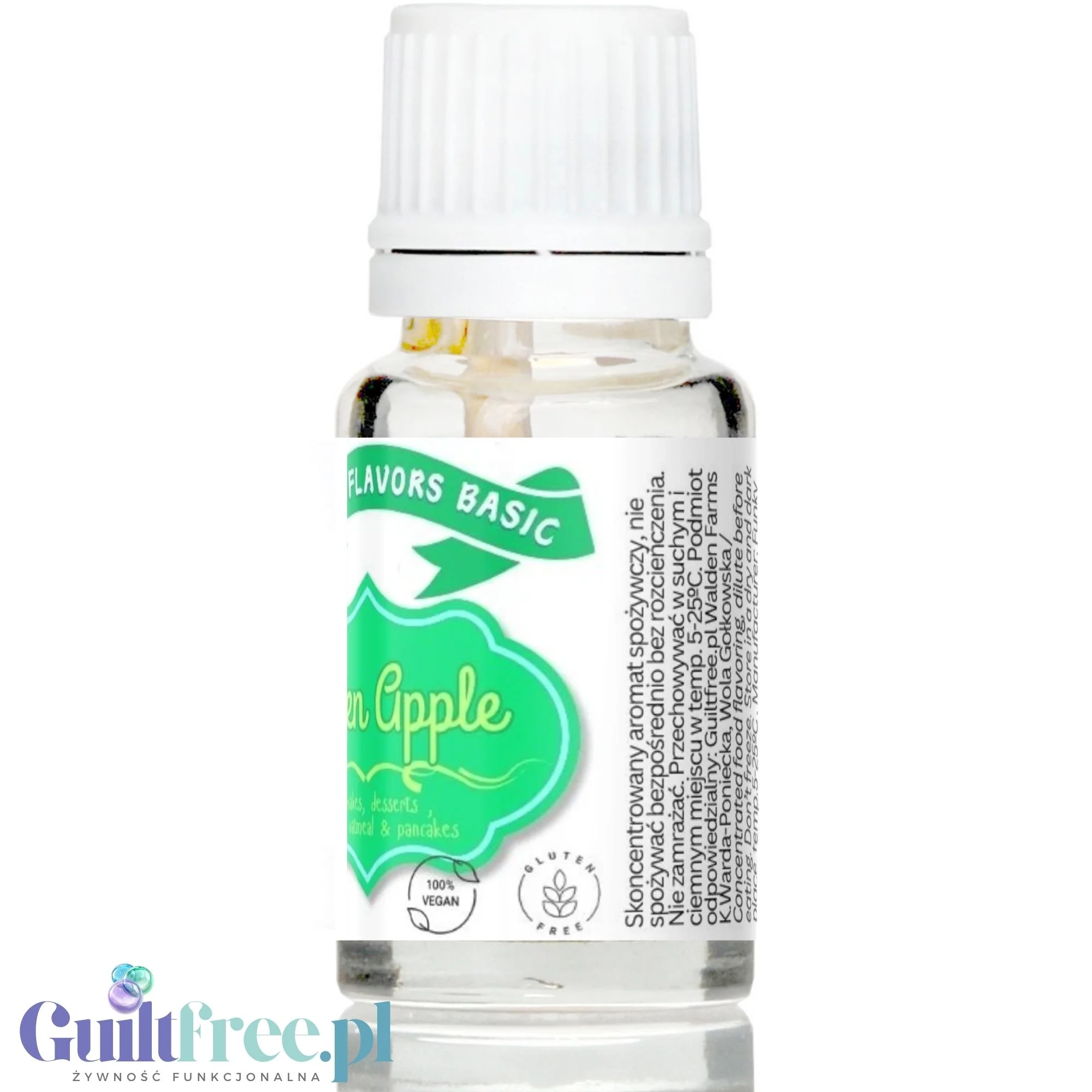 Funky Flavors Basic Green Apple 10ml - kropelki bez cukru, słodzików i kalorii, aromat Zielonego Jabłuszka - Image 3