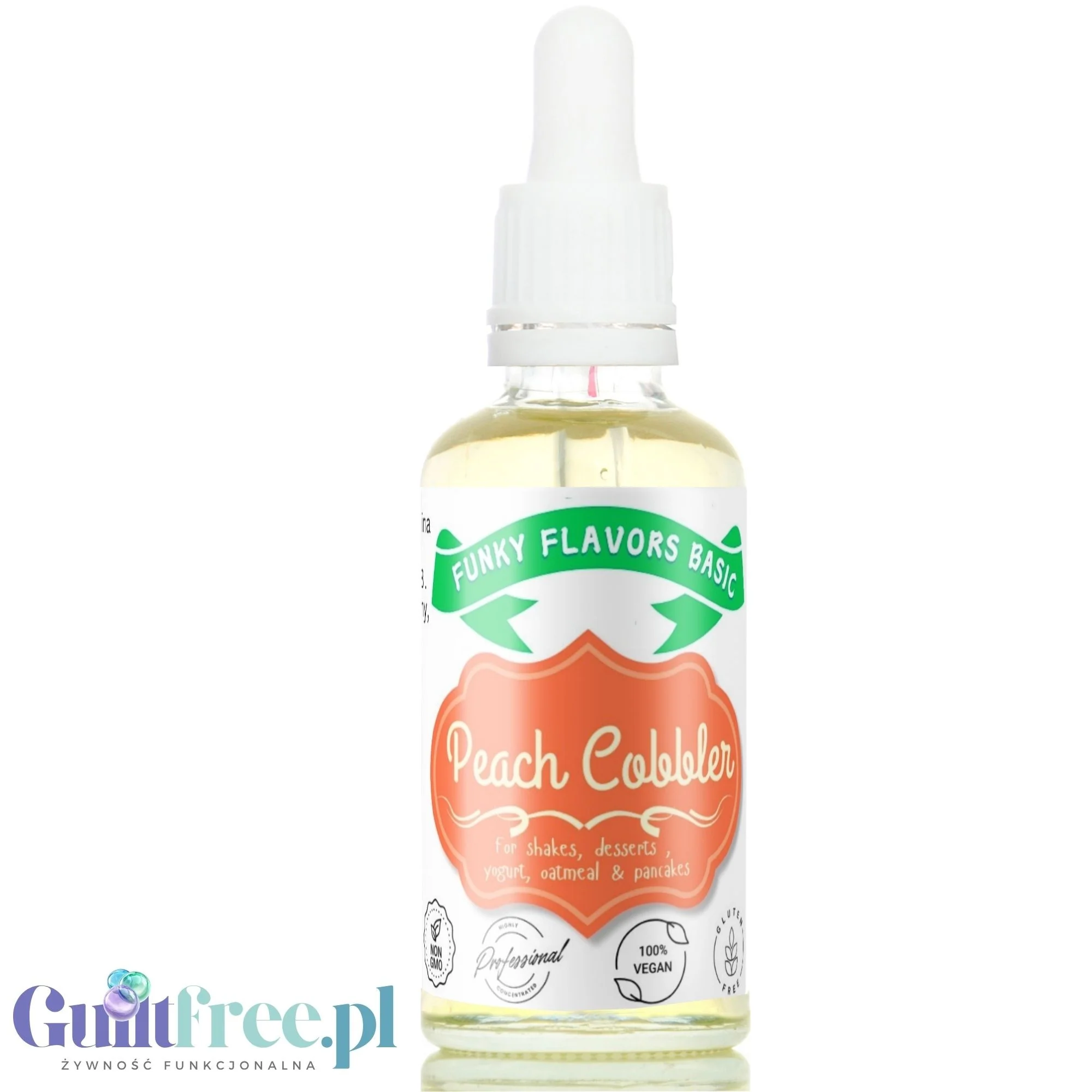 Funky Flavors Basic Peach Cobbler 30ml - Ciasto z Brzoskwiniami - kropelki aromatyzujące bez cukru i słodzików