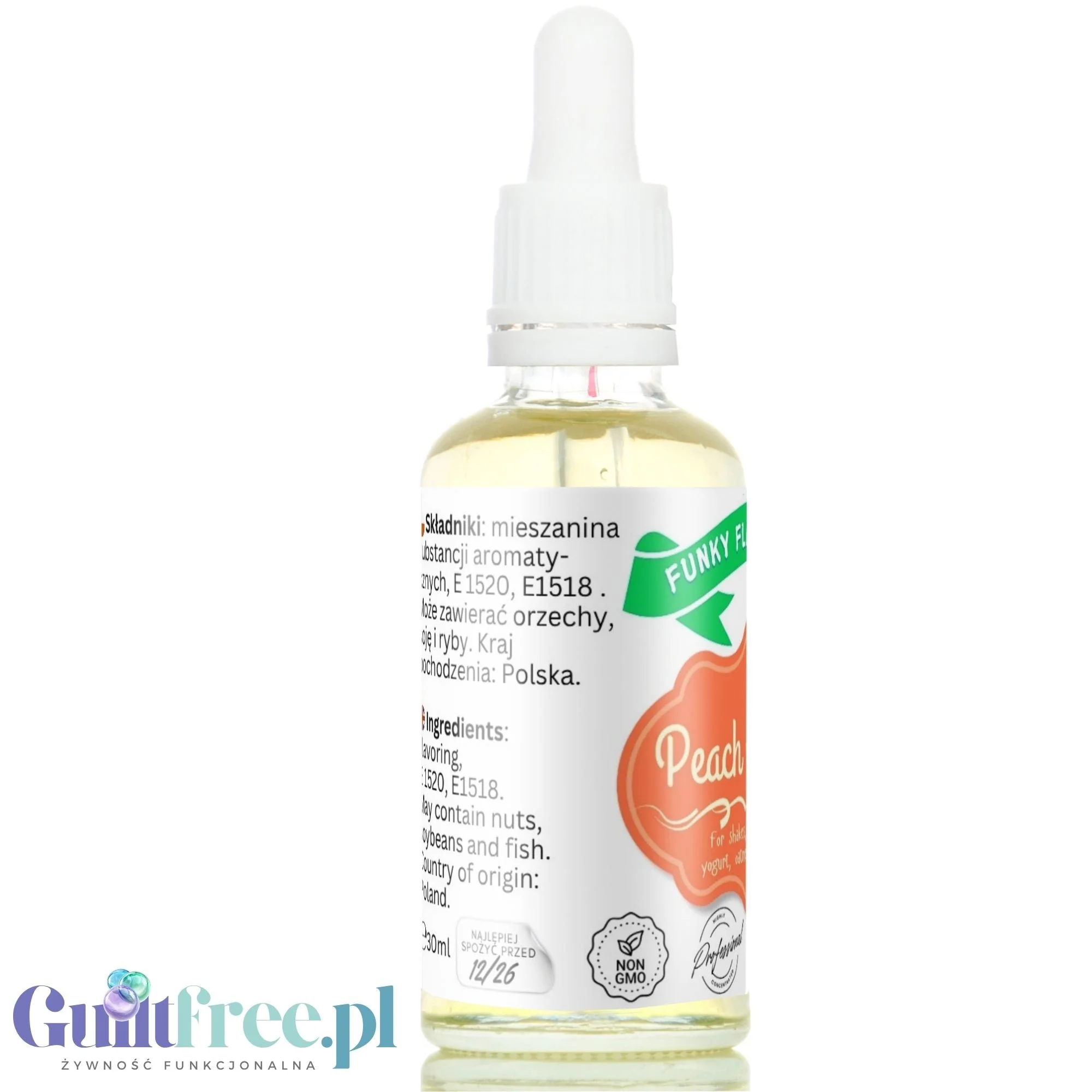 Funky Flavors Basic Peach Cobbler 30ml - Ciasto z Brzoskwiniami - kropelki aromatyzujące bez cukru i słodzików - Image 3