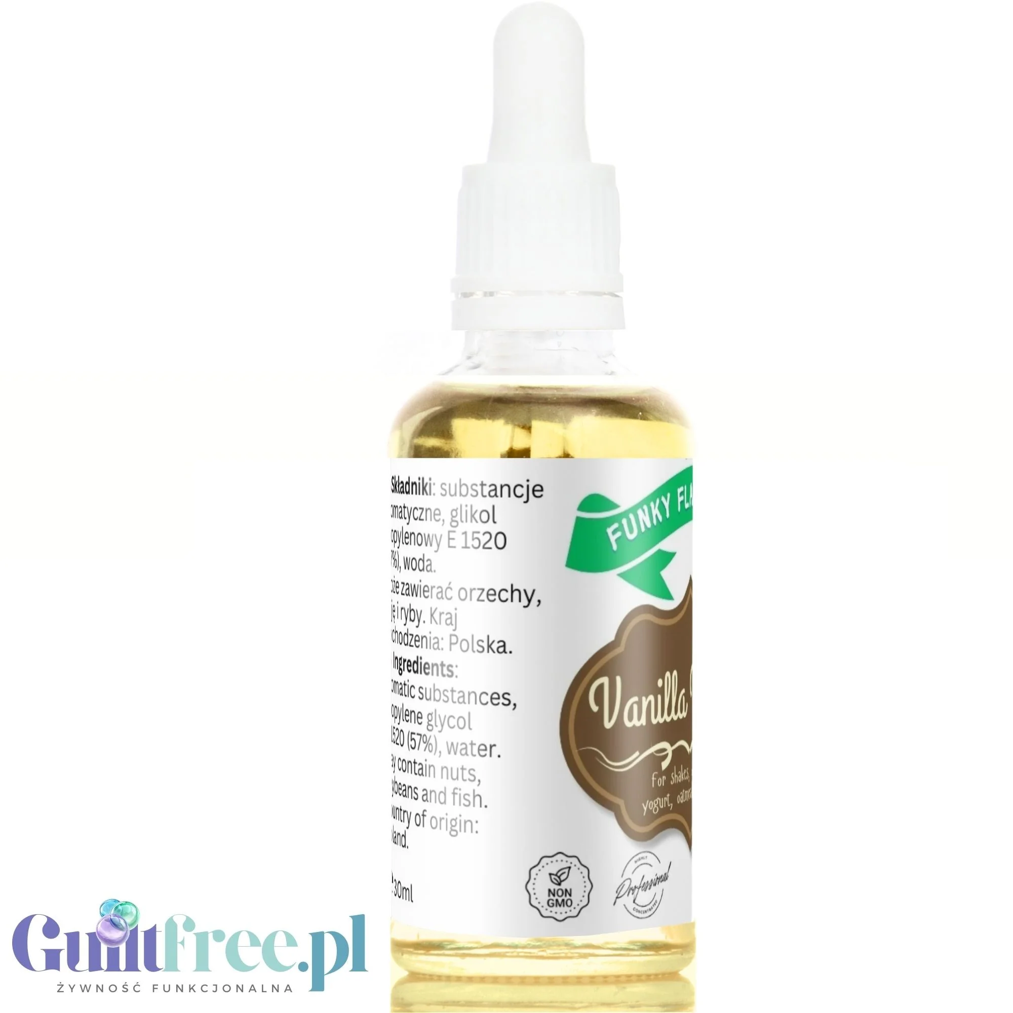 Funky Flavors Basic Vanilla Bourbon 30ml - waniliowe kropelki aromatyczne do napojów bez cukru, kalorii i słodzików - Image 2