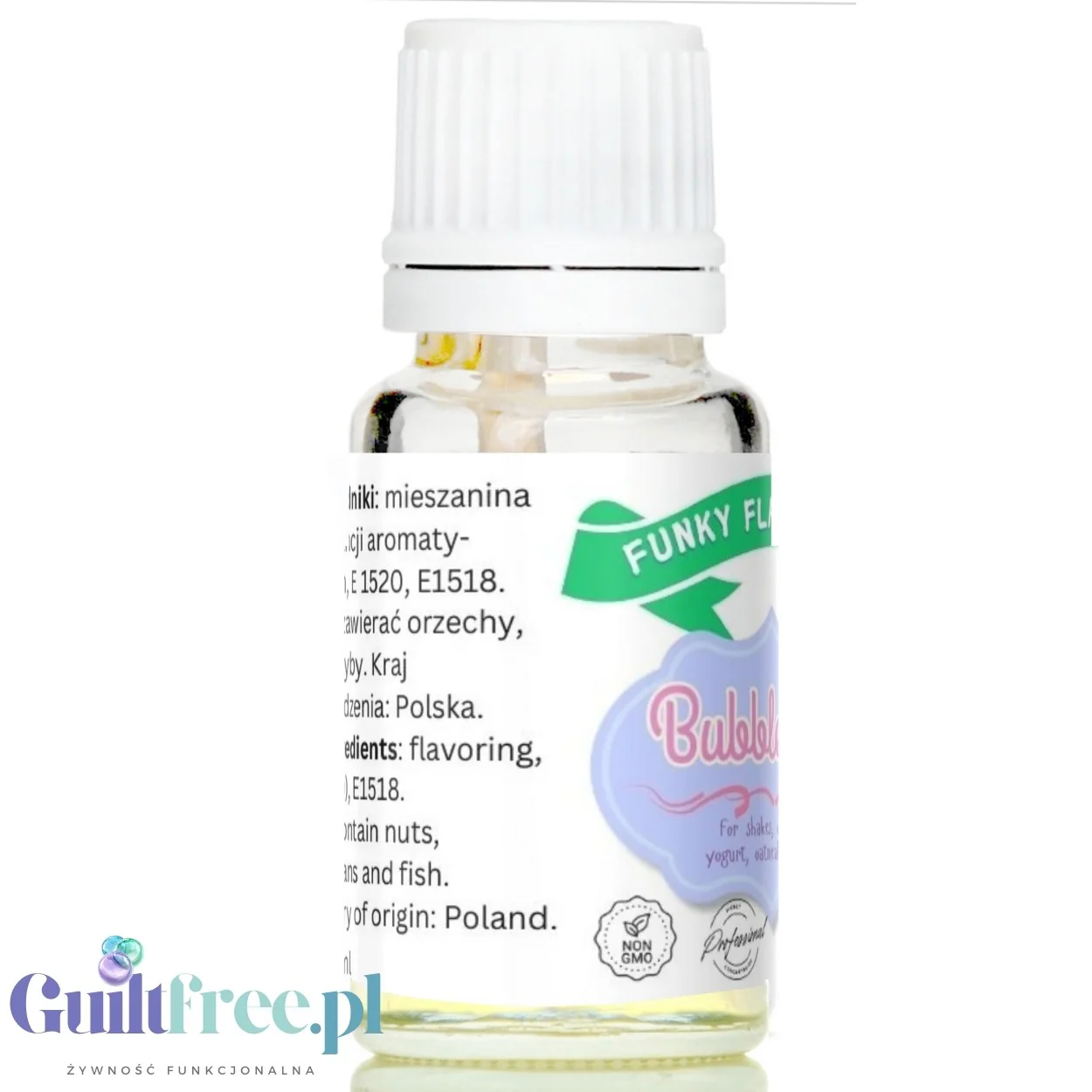 Funky Flavors Basic Bubble Gum 10ml - kropelki aromatyzujące bez kalorii, cukru i słodzików - Image 3