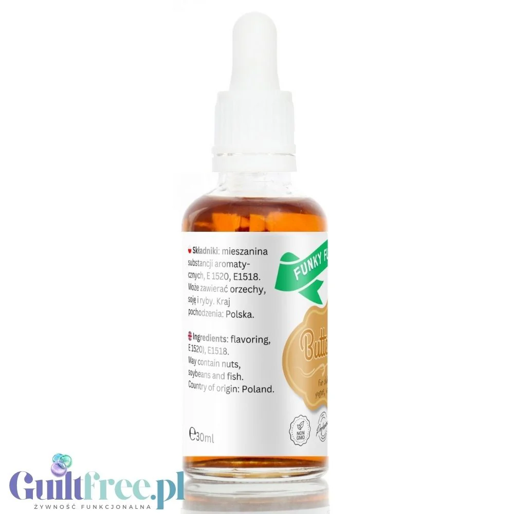Funky Flavors Basic Butterscotch 30ml - Maślany Herbatnik - Czyste Kropelki Aromatyzujące bez Cukru i Słodzików - Image 5