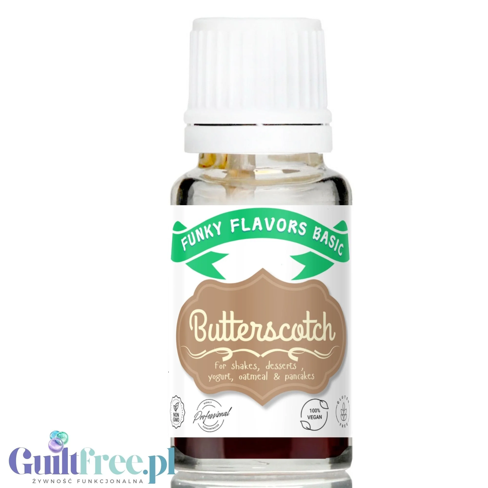 Funky Flavors Basic Butterscotch 10ml - Maślany Herbatnik - kropelki aromatyzujące bez cukru, tłuszczu i słodzików - Image 3