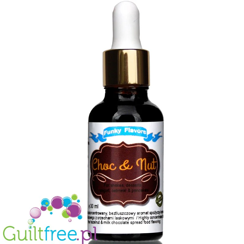 Funky Flavors Basic Choc 'n Nut 30ml - kropelki czekoladowo-orzechowe bez cukru, słodzików i kalorii - Image 2
