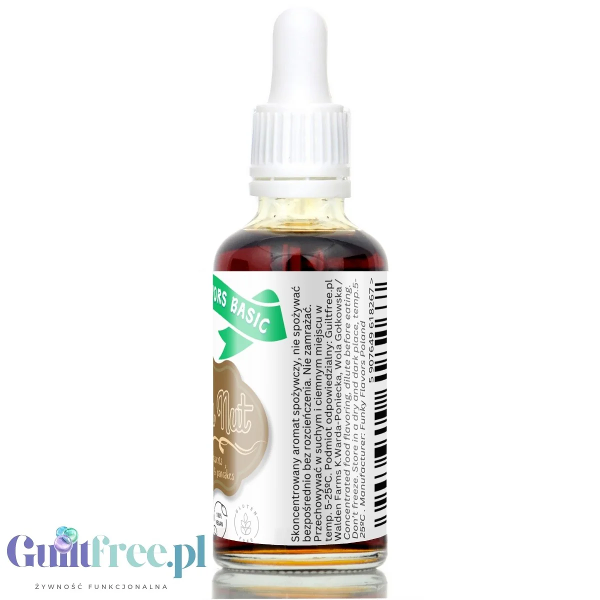 Funky Flavors Basic Choc 'n Nut 30ml - kropelki czekoladowo-orzechowe bez cukru, słodzików i kalorii - Image 4