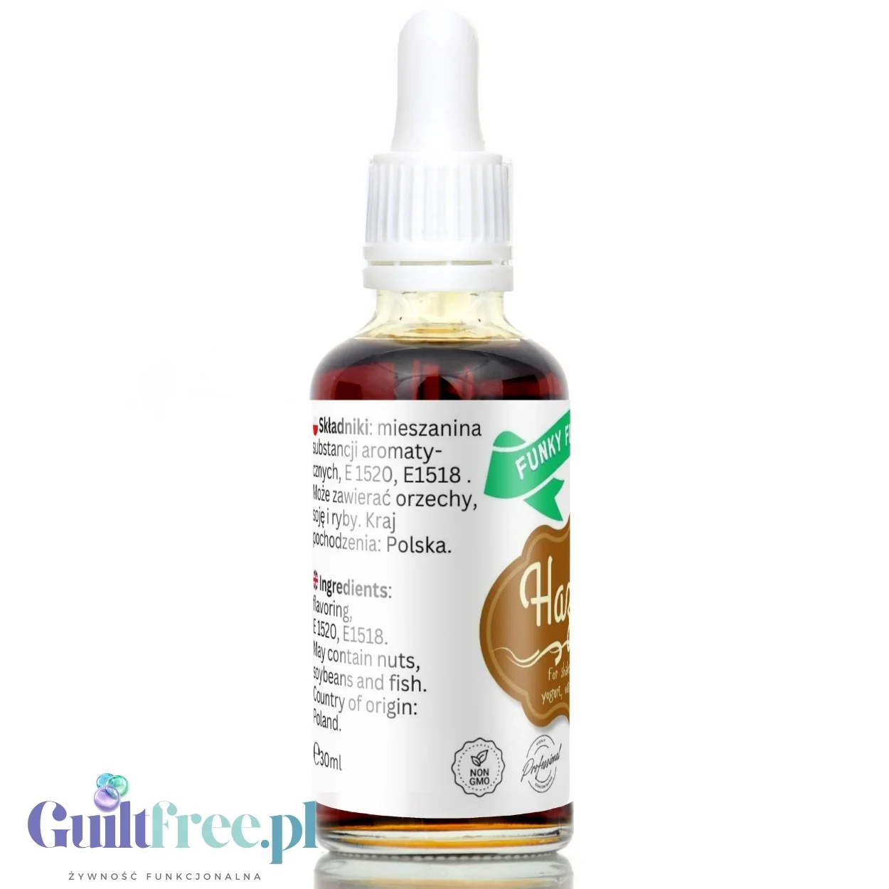 Funky Flavors Basic Hazelnut 30ml - Orzechy Laskowy - kropelki aromatyczne bez cukru, słodzików i kalorii - Image 4