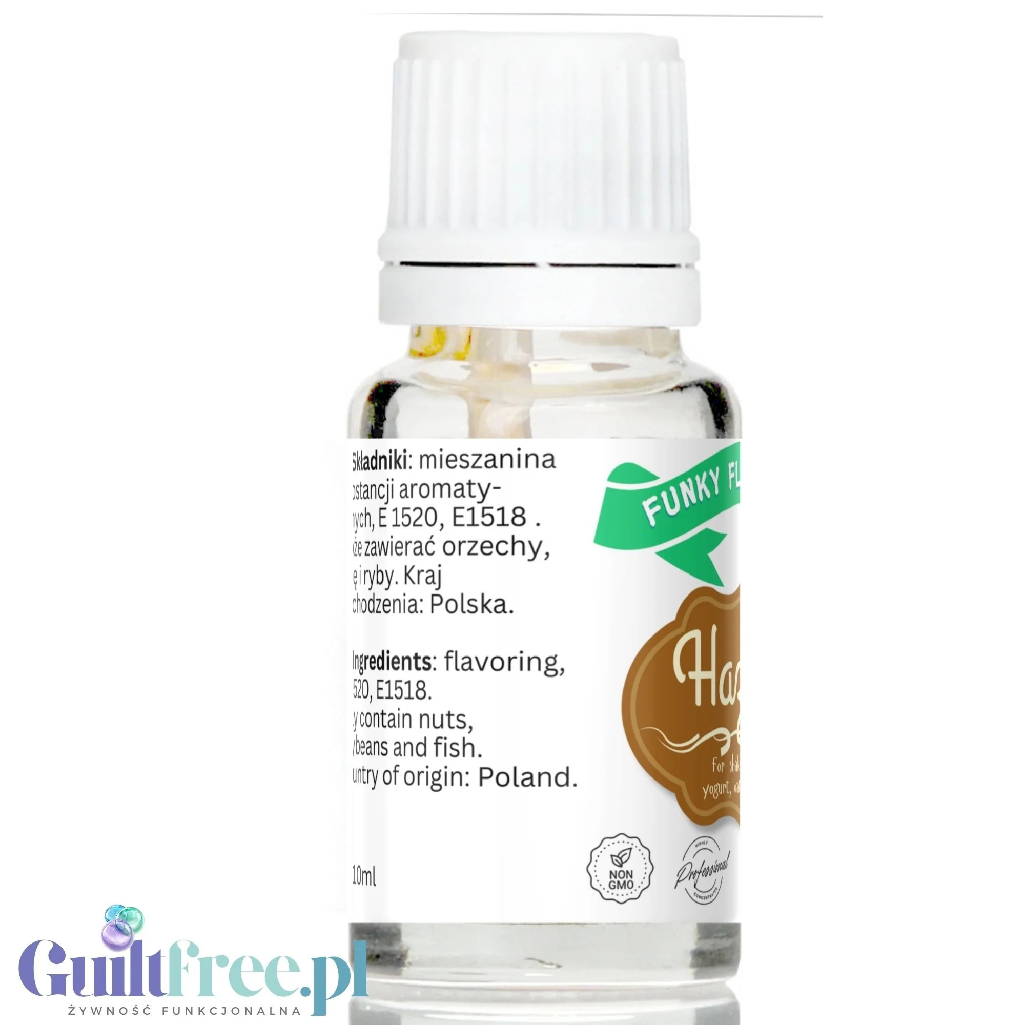 Funky Flavors Basic Hazelnut 10ml - Orzech Laskowy - kropelki aromatyzujące bez cukru, tłuszczu i słodzików - Image 3