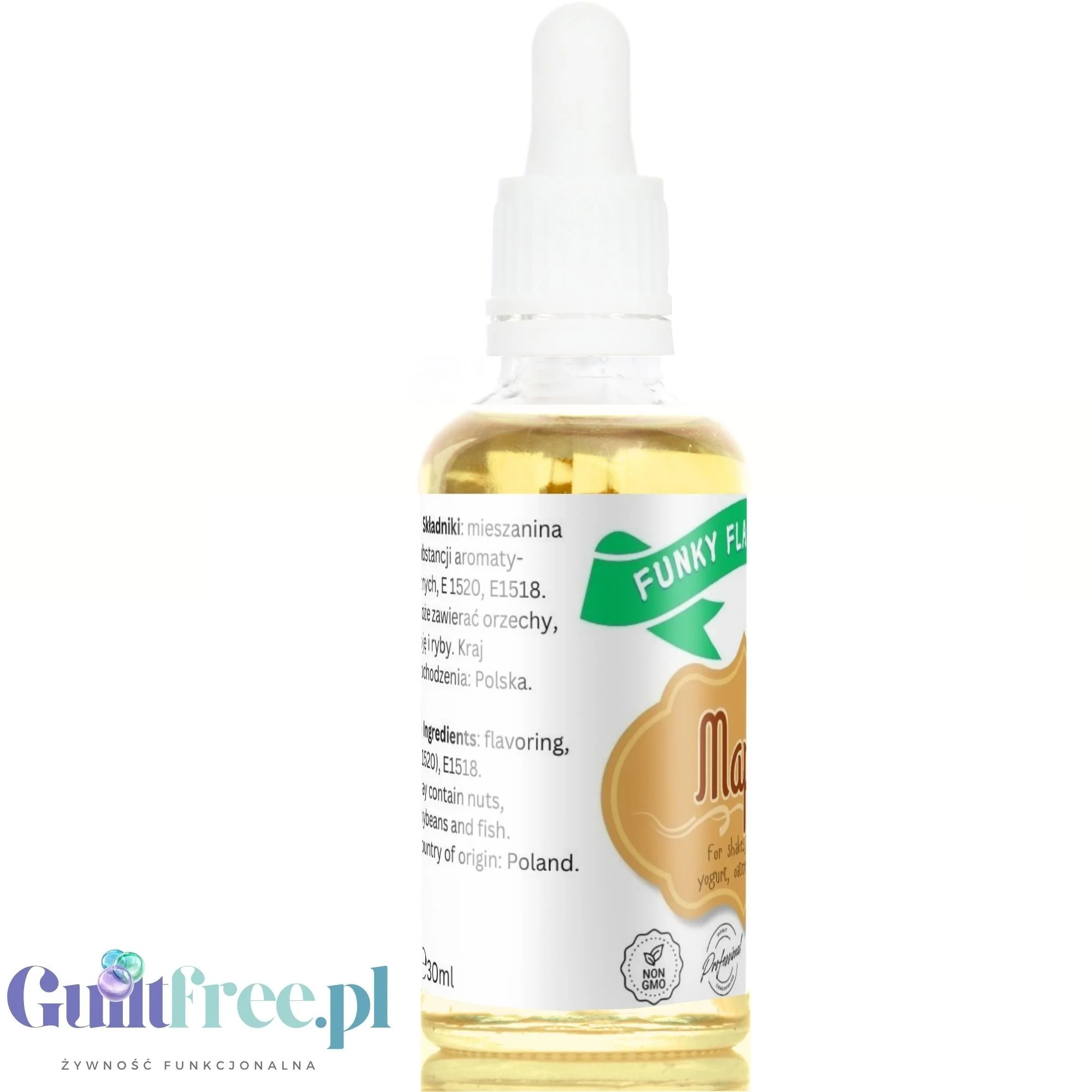 Funky Flavors Basic Maple 30ml - kropelki o aromacie syropu klonowego bez cukru, słodzików i bez tłuszczu - Image 3