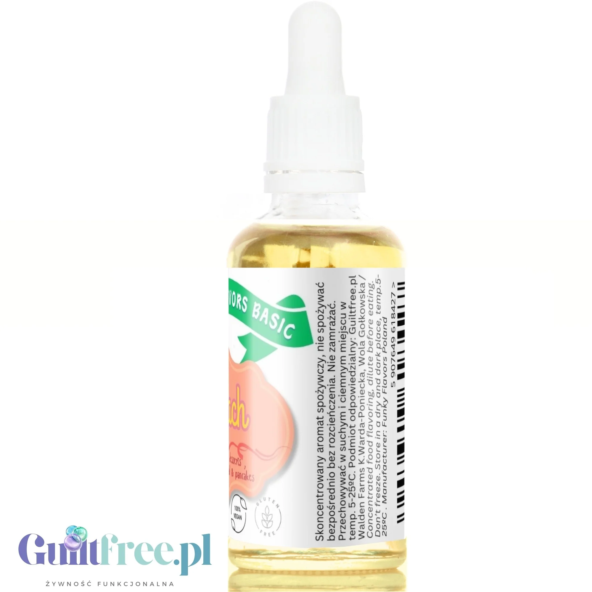 Funky Flavors Basic Peach 30ml - brzoskwiniowe kropelki do napojów i posiłków bez cukru, słodzików i kalorii - Image 5