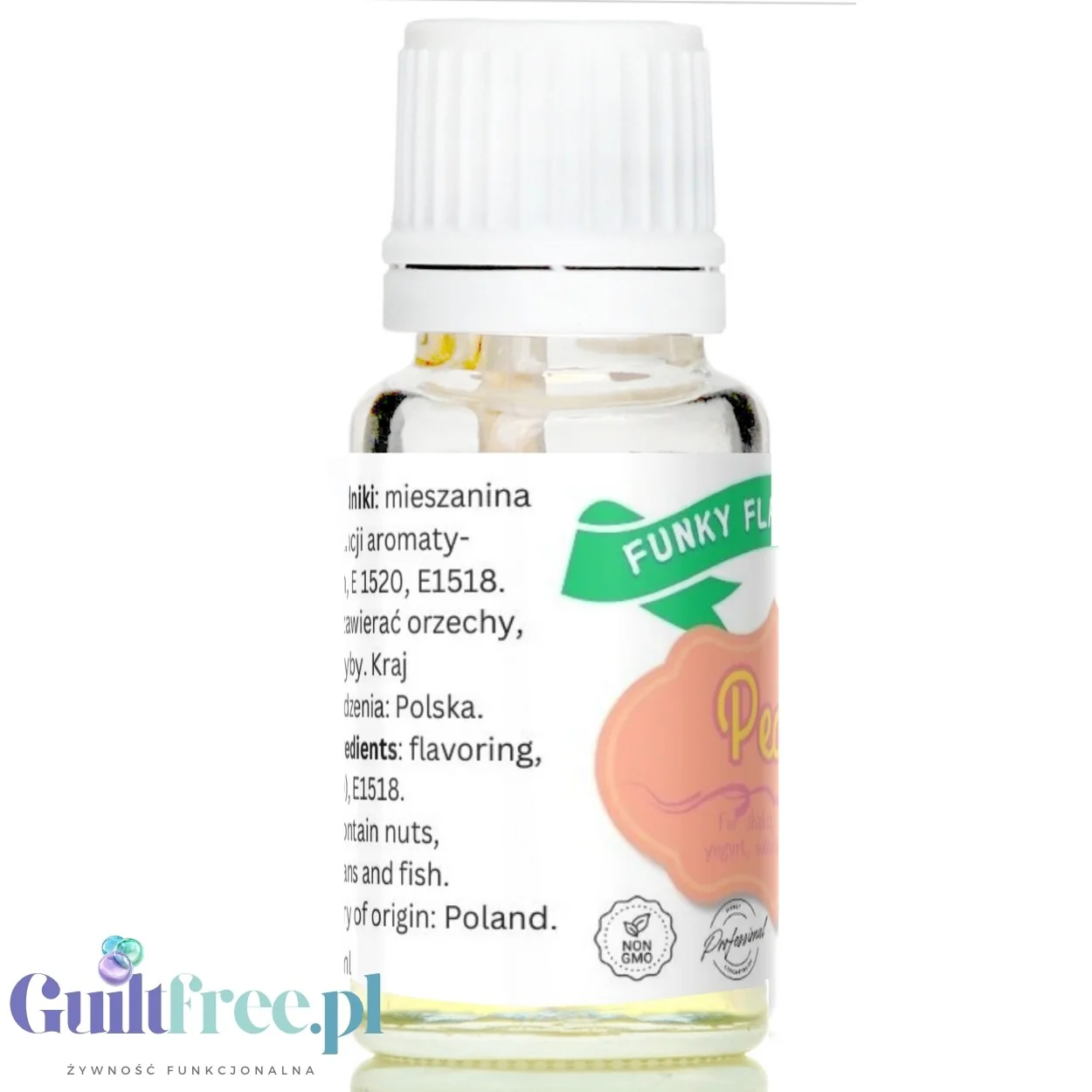 Funky Flavors Basic Peach 10ml - brzoskwiniowe kropelki aromatyzujące bez kalorii, cukru i słodzików - Image 3