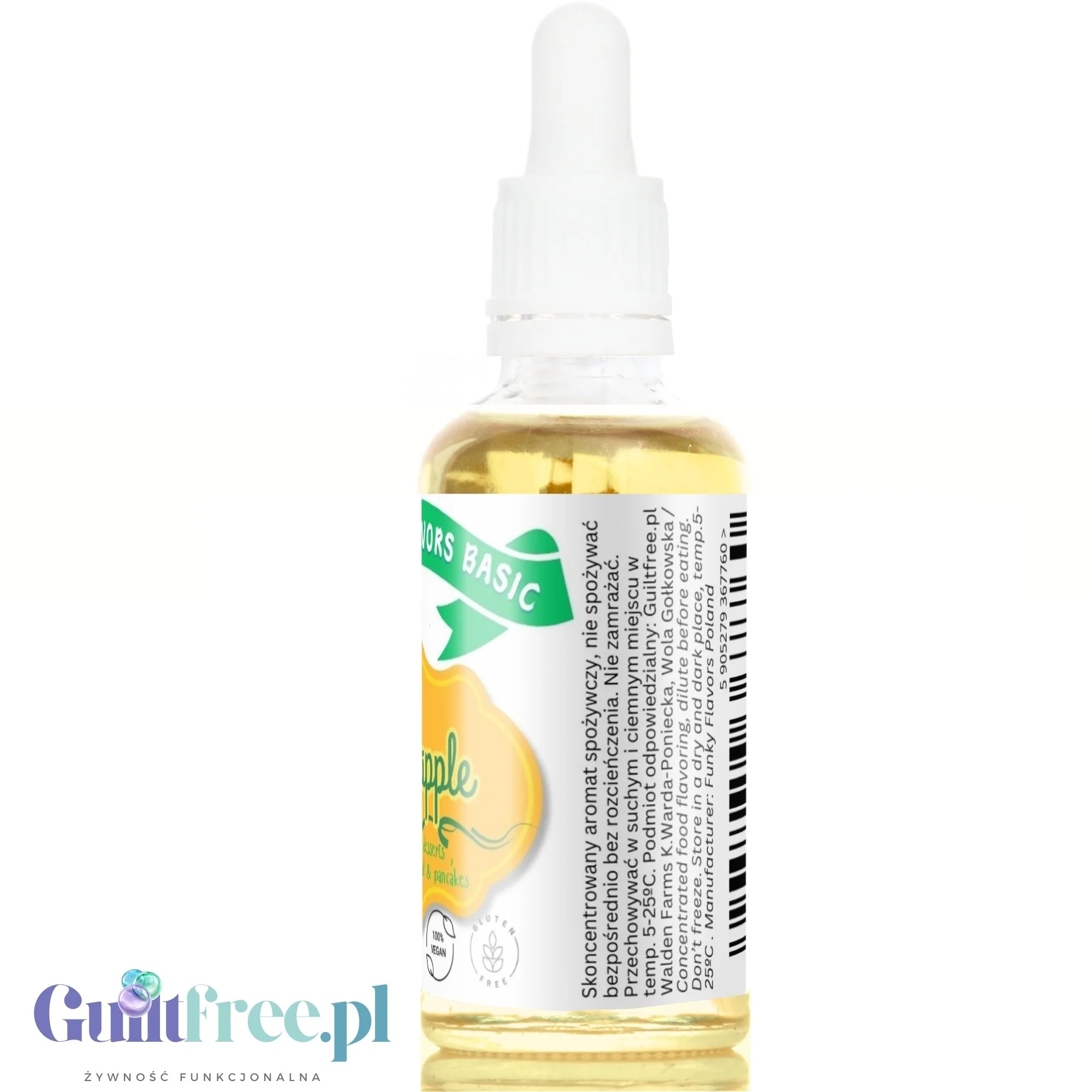 Funky Flavors Basic Pineapple 30ml - kropelki ananasowe do napojów i potraw bez cukru, słodzików i kalorii - Image 3