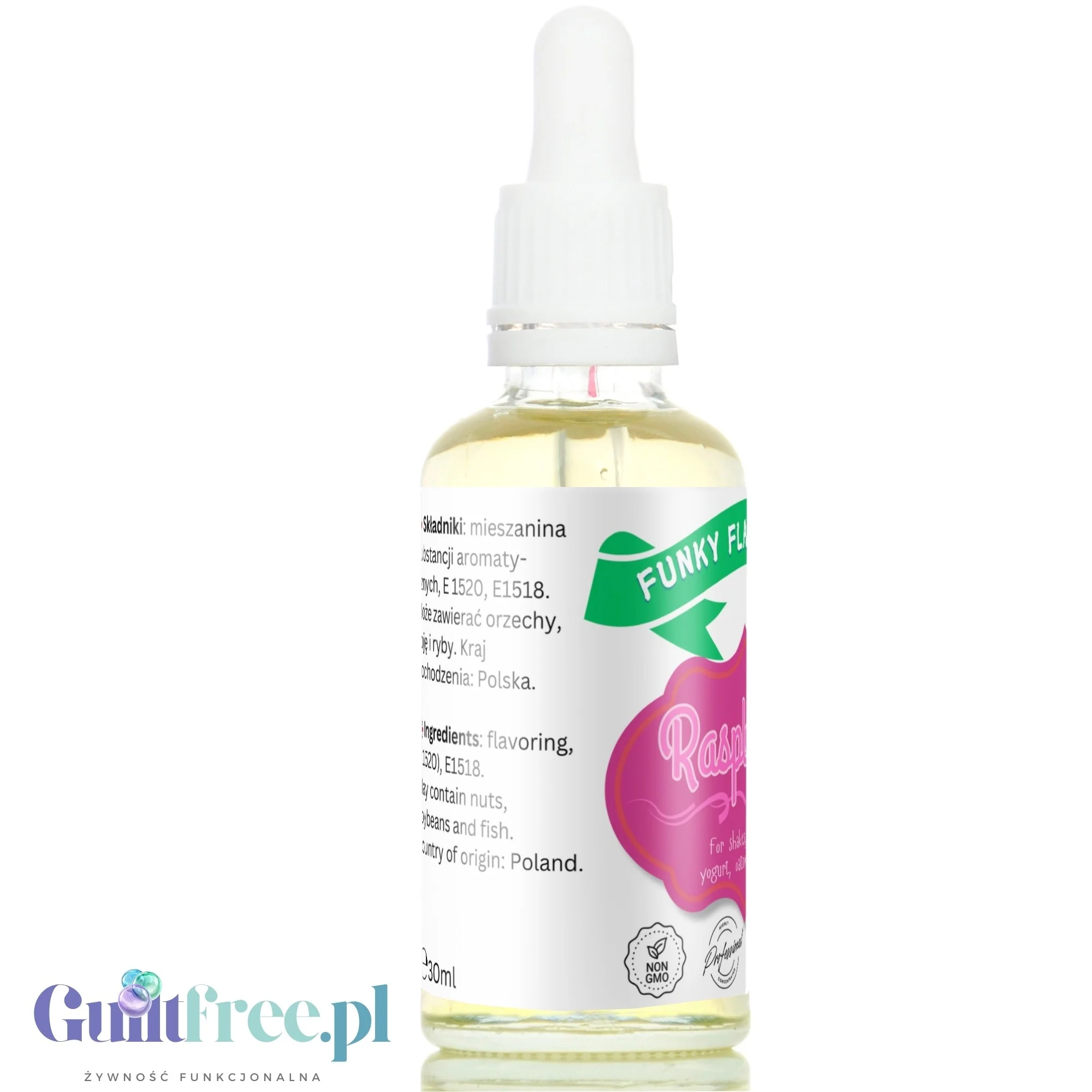 Funky Flavors Basic Raspberry 30ml - malinowe kropelki aromatyczne bez cukru, tłuszczu i słodzików - Image 3