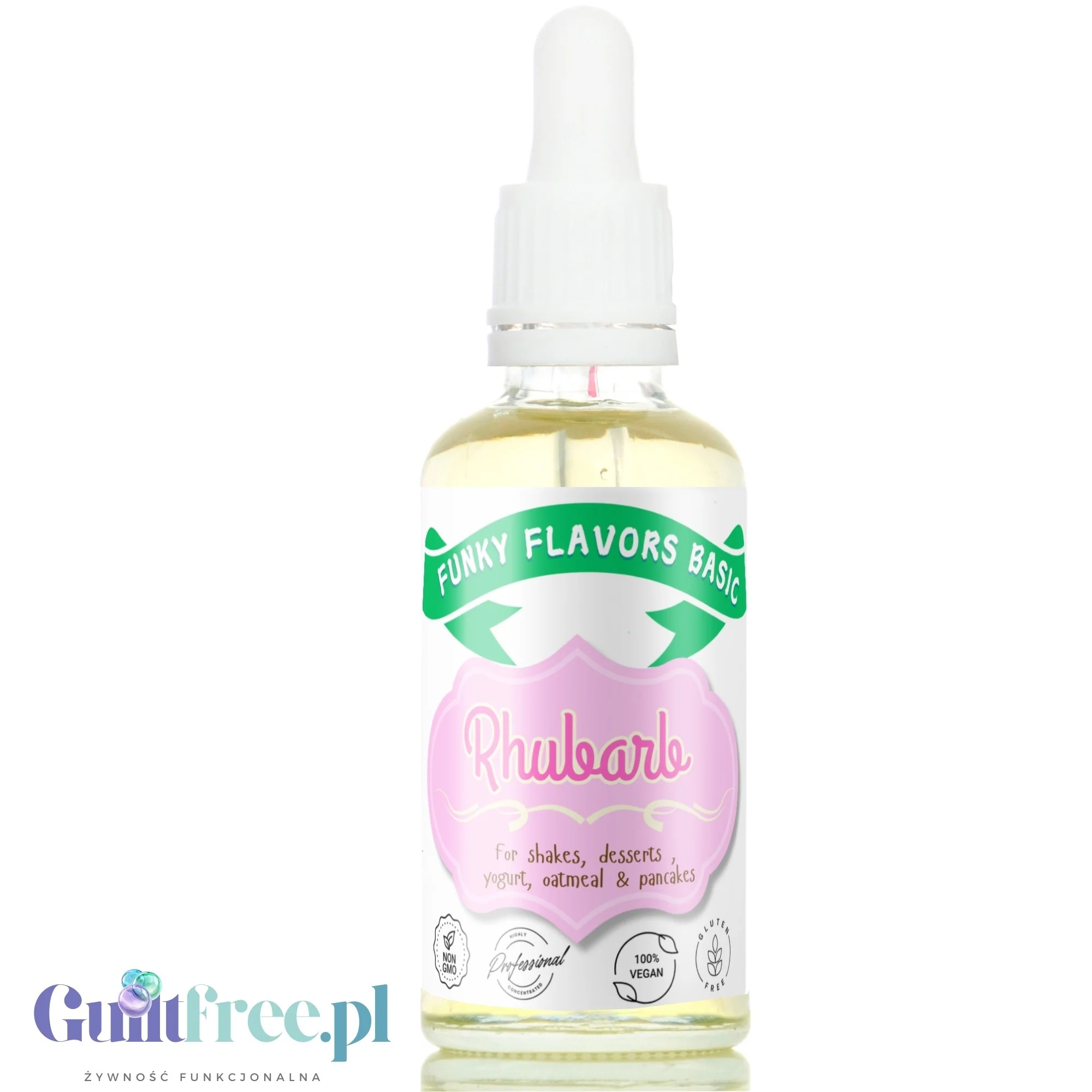 Funky Flavors Basic Rhubarb 30ml - rabarbarowe kropelki do potraw i napojów, bez cukru i bez tłuszczu