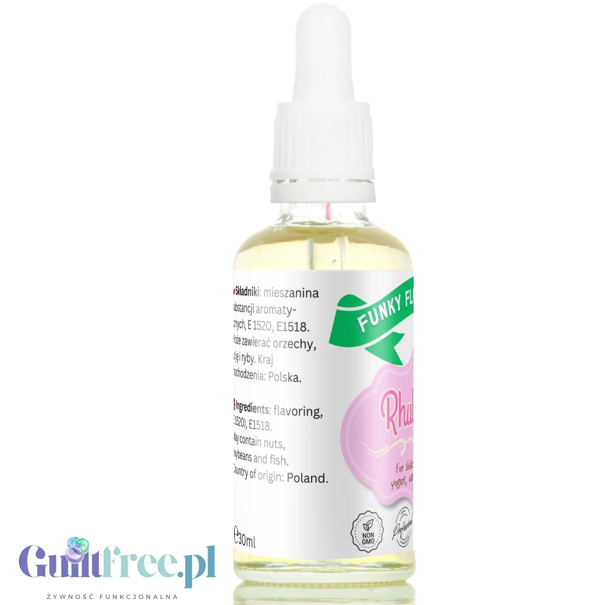 Funky Flavors Basic Rhubarb 30ml - rabarbarowe kropelki do potraw i napojów, bez cukru i bez tłuszczu - Image 3