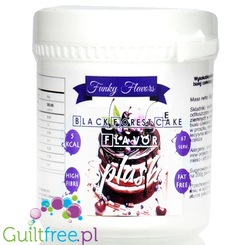 Funky Flavors Splash Black Forest Cake 50g - aromat słodzący w proszku bez cukru, smak Wiśniowe Ciasto Czekoladowe - Image 2