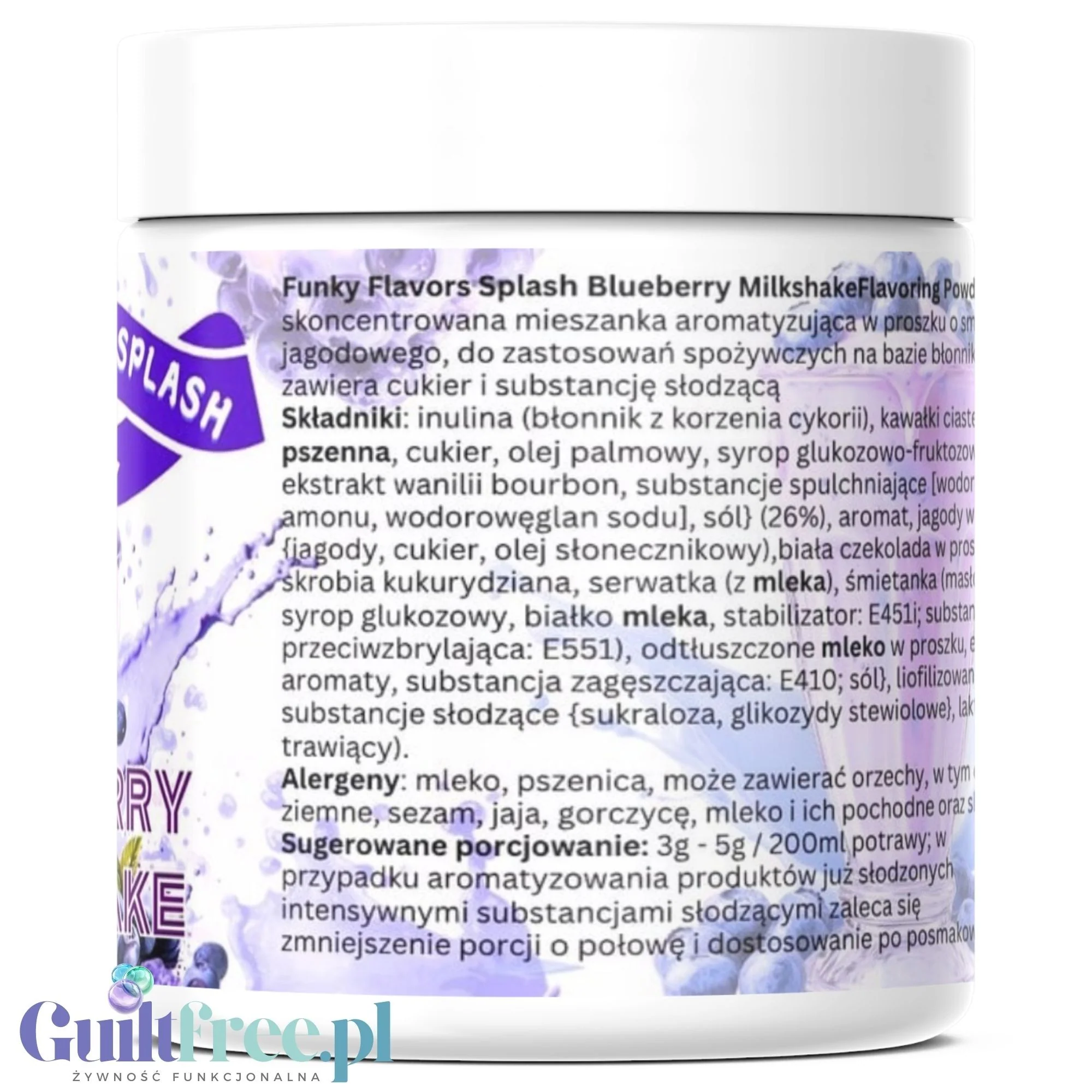 Funky Flavors Splash Blueberry Milkshake 50g - aromat słodzący w proszku bez cukru, smak Szejk Jagodowy - Image 5